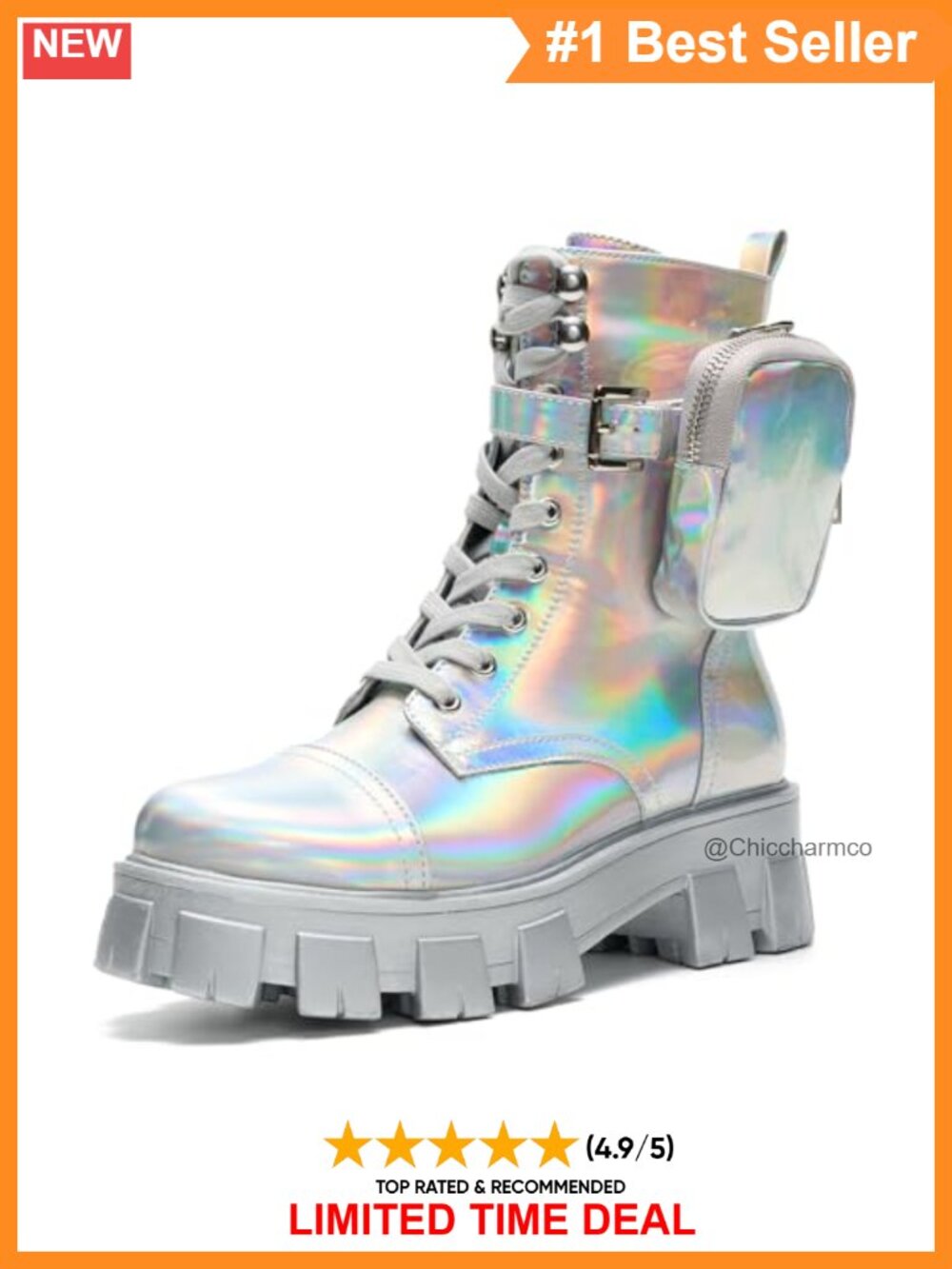 Platform Combat Boots Lace Up Chunky Ankle Booties Lug Sole Buckle